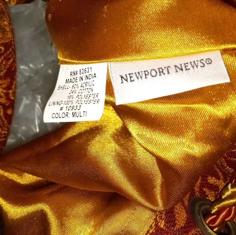 Newport News Beaded Multi colored Tapestry hobo bag w/corded tie black b… - Picture 3 of 6